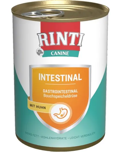 RINTI Canine Intestinal Chicken hrana dietetica umeda caini cu afectiuni gastrointestinale (pancreatice) 800 gr