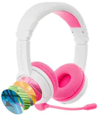 Căști pentru copii BuddyPhones - School+, roz/albe