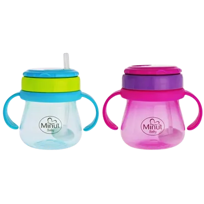 Cana anticurgere cu pai mobil 6+ Baby, 250ml, Minut