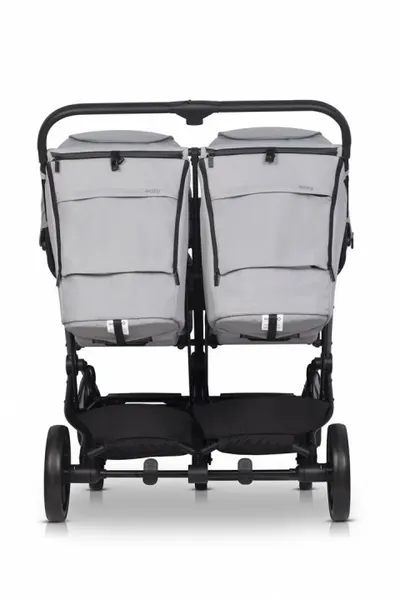Carucior pentru gemeni EasyGo Echo, ultrapliabil, cu suspensii, spatar si suport picioare reglabile, usor si manevrabil, omologat EN1888, accesorii incluse, Cloud Gray