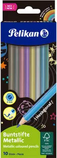 Set de creioane colorate Pelikan - 10 culori, metalic