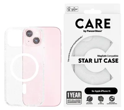 Husa CARE - Star Lit, iPhone 15, MagSafe, transparent