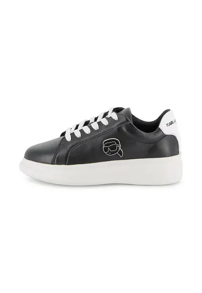 Pantofi sport din piele cu aplicatie cu model monograma - Negru/Alb optic