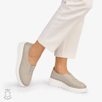 Pantofi Casual de dama din Piele Naturala CRL0918 GRI