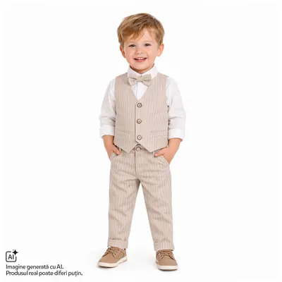 Pantaloni copii Chicco, Maro cu alb, 01374-70MC