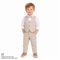 Pantaloni copii Chicco, Maro cu alb, 01374-70MC