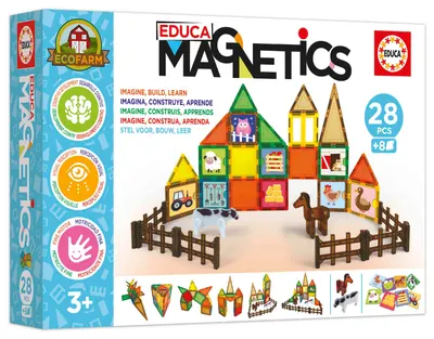 Constructor magnetic Educa - Eco farm, 28 piese