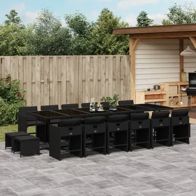 Gossi set mobilier de gradina cu perne, 17 piese, negru, poliratan