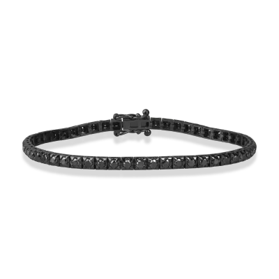 Bratara tennis din aur negru cu diamante negre de 2ct