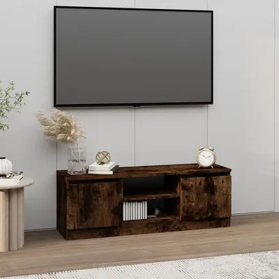 vidaXL Comodă TV cu ușă, stejar fumuriu, 102x30x36 cm
