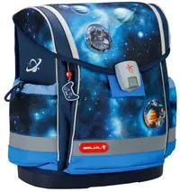 Ghiozdan -cutie de școală Belmil Classic - Galaxy Light, cu 3 insigne