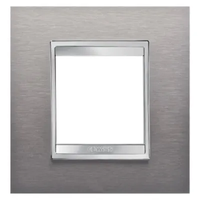 Placa ornament CProiector HORUS LUX international - IN METAL - 2 modul - BRUSHED STAINLESS STEEL - CProiector HORUS