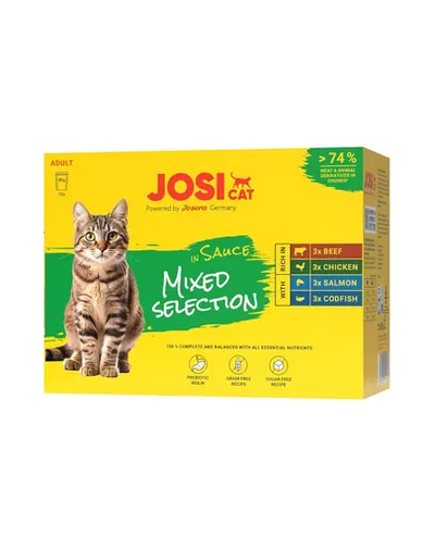 JOSERA JosiCat Multipack Mixed Selection in Sauce 12x85 g mix arome carne și pește în sos pentru pisici