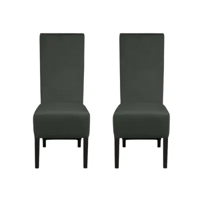 Set 2 scaune living VANESSA, picioare lemn wenge, stofa gri inchis, 47x60x110 cm