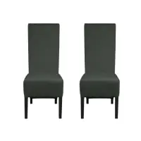 Set 2 scaune living VANESSA, picioare lemn wenge, stofa gri inchis, 47x60x110 cm