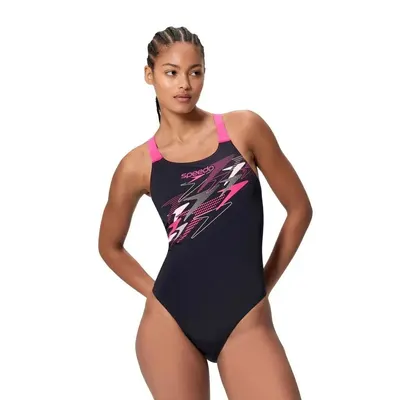 Costum inot femei Speedo Medley Logo Medalist negru/roz – Endurance+