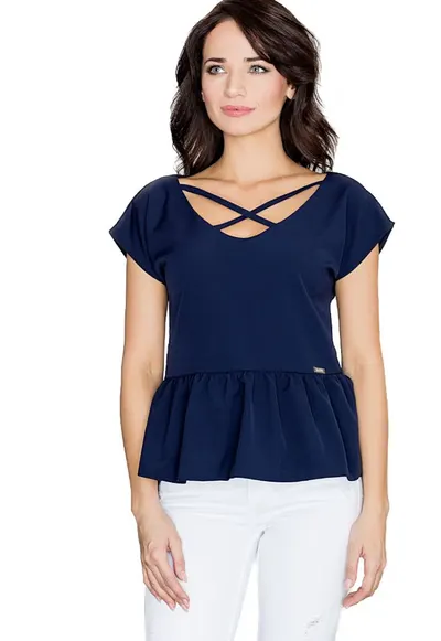 Bluza dama Angliflour K396 culoare granat - Albastru inchis