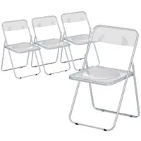 HOMCOM Set de 4 Scaune Pliabile din Acrilic, Scaune Pliabile Salvaspațiu din Oțel, Scaun Pliabil de Interior pentru Casă, Birou, Petrecere și Evenimente, 47x48x75 cm, Transparent | Aosom Romania
