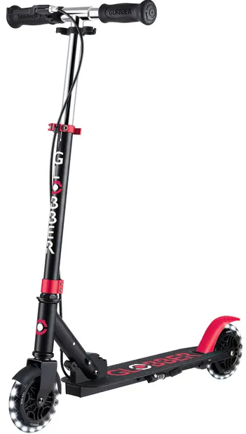 Trotinetă pliabilă Globber - Flow Element Junior Lights, cu frână de mână, roz