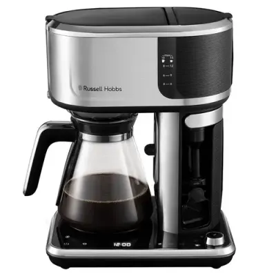 Cafetiera Russell Hobbs Coffee Bar Attentiv 26230-56, 1.25 L, 1400 W, Sistem anti-picurare, Spumant lapte (Gri/Negru)