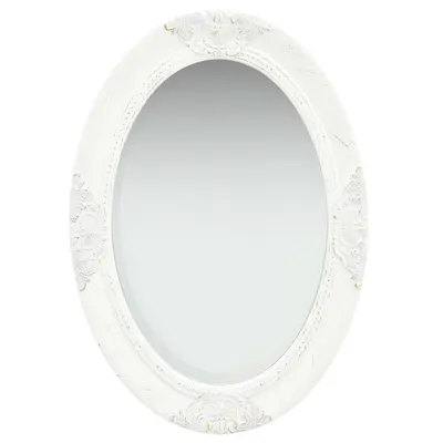vidaXL Oglindă de perete în stil baroc, alb, 50 x 70 cm