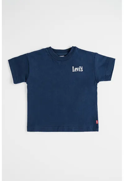Tricou din amestec de bumbac cu imprimeu logo - Alb/Albastru ultramarin