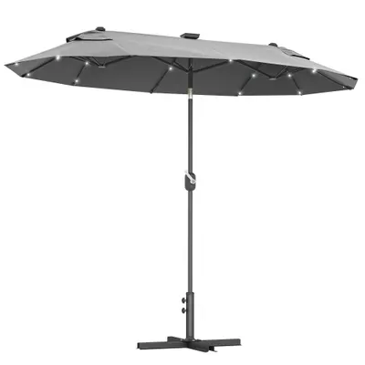 Outsunny Umbrelă de Terasă cu Două Fețe, Bază în Cruce, Sistem de Înclinare și Manivelă | Aosom Romania