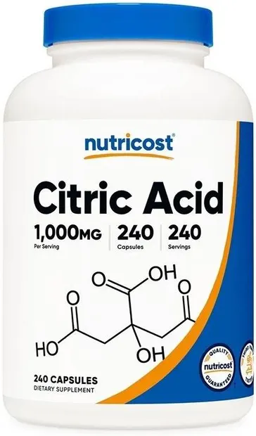 Citric Acid, 1000 mg, 240 capsule, Nutricost