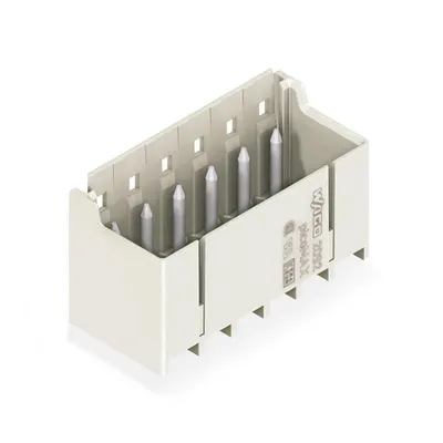 THR male header; 1.4 mm Ø solder pin; straight; Pin spacing 5 mm; 12-pole; light gray
