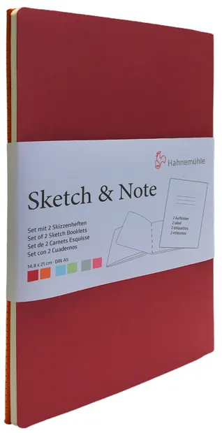 Hahnemuhle Sketch & Note Set - A5, 20 de coli, roșu și portocaliu