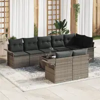 Gossi set de canapea de gradina cu 8 piese si perne, negru, din poliratan