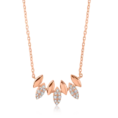 Colier din aur roz cu diamante de 0.1ct