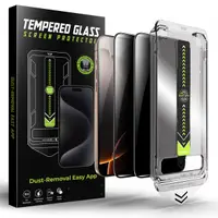 Folie de protectie Ecran Privacy Techsuit TitanGlass pentru Apple iPhone 15 Pro Max, Sticla Securizata, Full Glue, Set 2 bucati