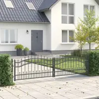 vidaXL Poartă din Gard cu Vârf de Lancă KAMPEN 305 x 75 cm Oțel Blocat