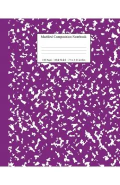 Marbled Composition Notebook: Purple Marble Wide Ruled Paper Subject Book