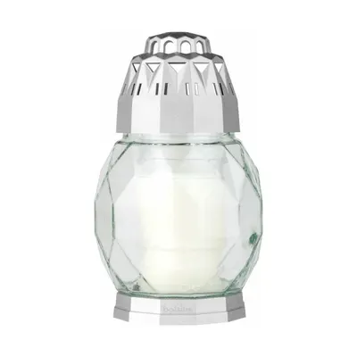 Candela Bolsius din Sticla 2D Diamond Alb - Argintiu, 24 Ore