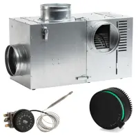 Set Ventilator semineu profesional 370 bypass - GEN II + Regulator electronic Negru Rotund + Termostat