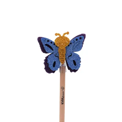 Creion figurina Fluture mov aripi albastre 22cm