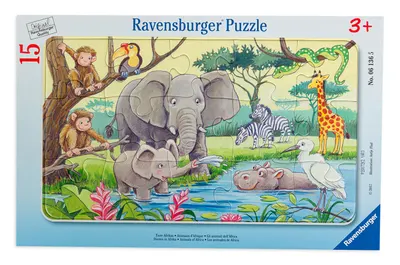 Puzzle Ravensburger din 15 de piese - Animalele Africii