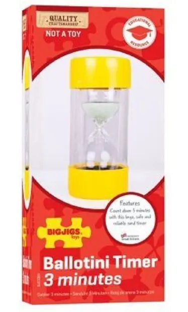 Clepsidra cu nisip pentru copii Bigjigs - 3 minute, galben