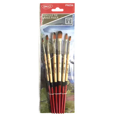 Pensule, 6buc/set, par sintetic, nr.2,4,6,8,10,12 varf tip limba pisica, Daco
