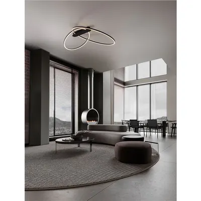 Plafoniera KIKLOS Triac Dimabil Nisipiu Negru Otel, Aluminiu & Silicone LED 42 Wat 220-240Volt 1923Lm 3000K IP20