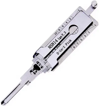 Decodor auto Lishi NSN14 pentru contact si unealta de deschidere 2 in 1, compatibil cu chei Nissan, Infiniti, Subaru si Renault, lama NSN14 #22