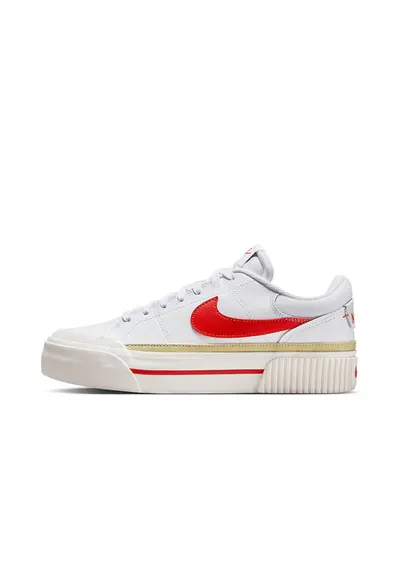 Pantofi sport Court Legacy din piele si piele ecologica - Alb/Rosu vermillion