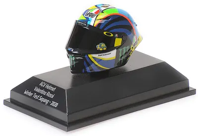Model de colecție MINICHAMPS - Replica casca lui Valentino Rossi, AGV Helmet, MotoGP Winter Test Sepang 2020