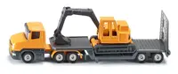 Jucarie metalica Siku Super - Camion cu remorca si excavator