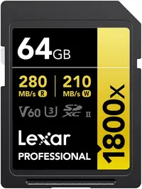 Card de memorie Lexar - Professional Gold, 64GB, SDXC, Class10