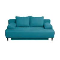Canapea extensibila MARIA, 3 locuri, cu arcuri si lada depozitare, albastru, 195x97x76 cm
