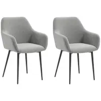 HOMCOM Set 2 Scaune de Dining Tapițate cu Brațe și Picioare din Oțel pentru Sufragerie, 54x57x80 cm, Gri Închis | Aosom Romania