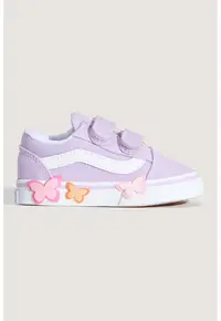 Pantofi sport Old Skool cu garnituri din piele si aplicatii fluturi - Violet deschis/Alb optic